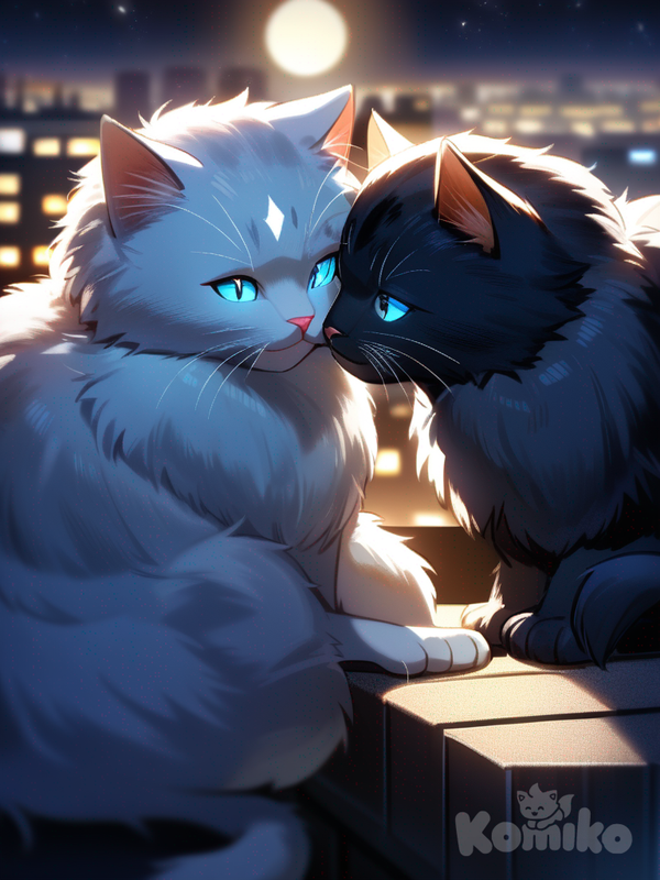 Two Cats Sitting Close Together