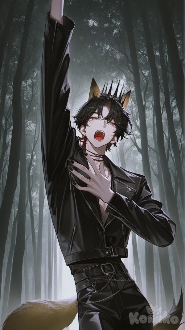 Beautiful Fox Male Singing in Dark Forest
