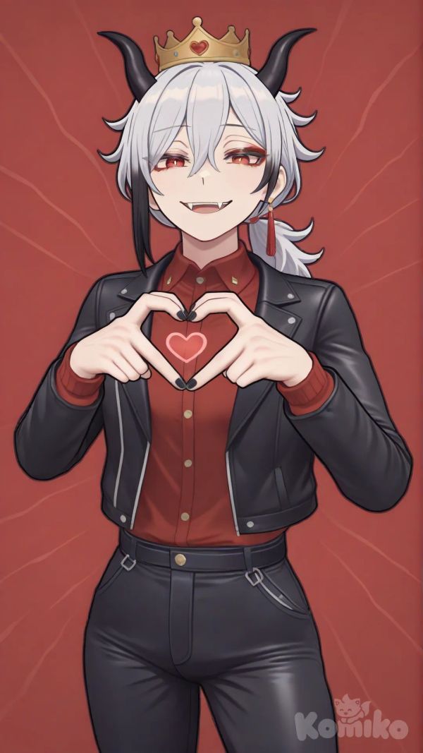 Demon with heart hands