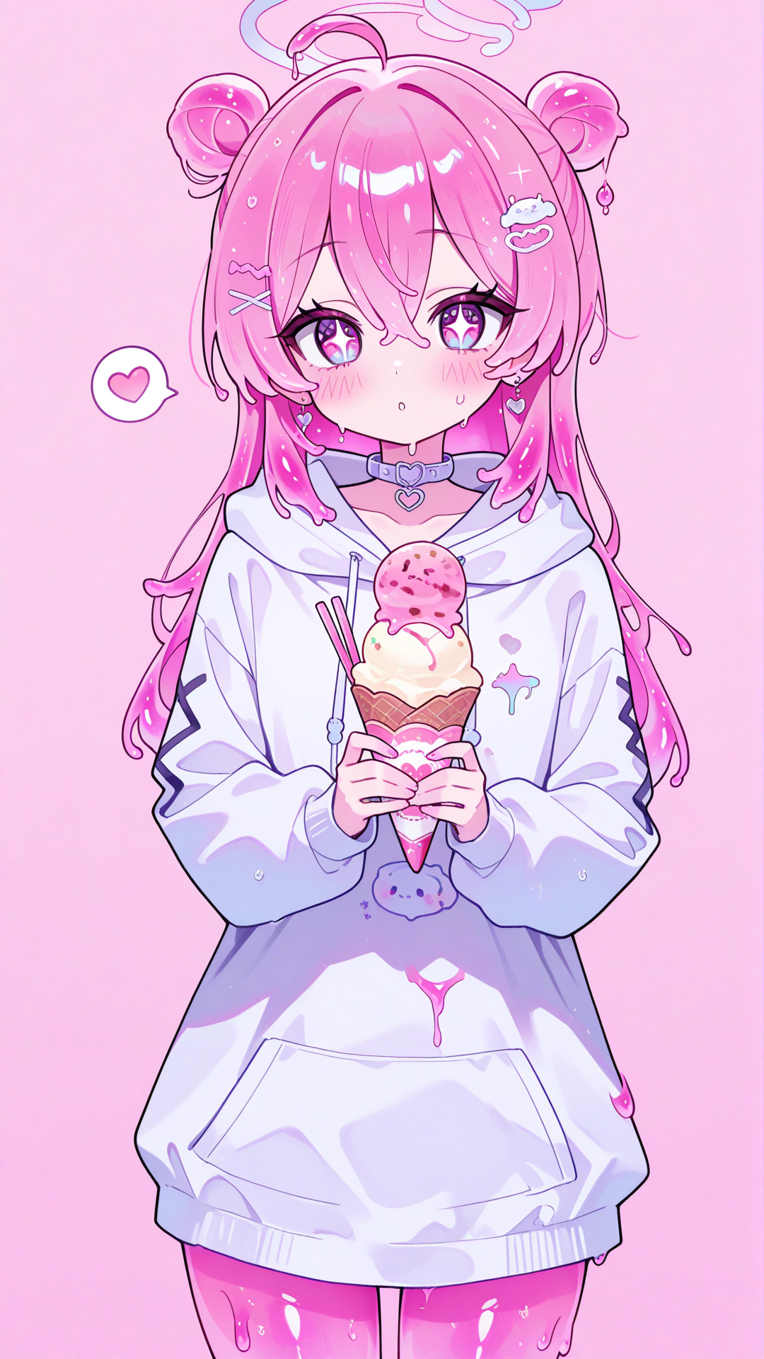 Cute Slime Pink Girl with Ice Cream