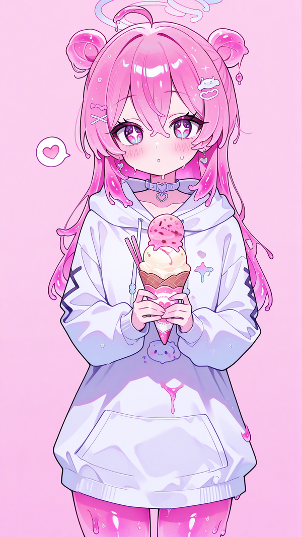 Cute Slime Pink Girl with Ice Cream
