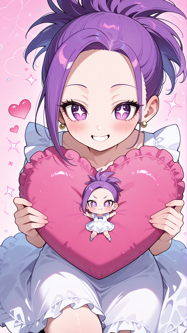 Cute Kale & Baby Kale with Purple Hair & Purple Eyes