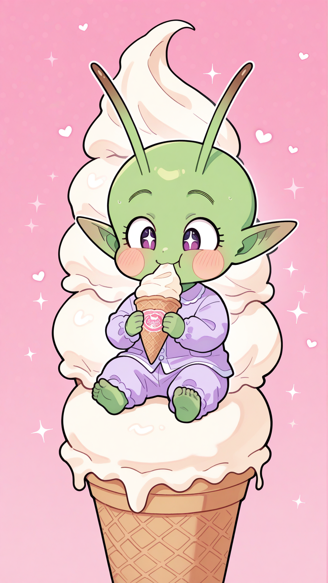 Kawaii Piccolo eating Ice Cream