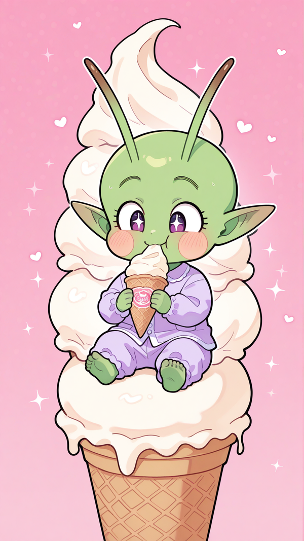 Kawaii Piccolo eating Ice Cream