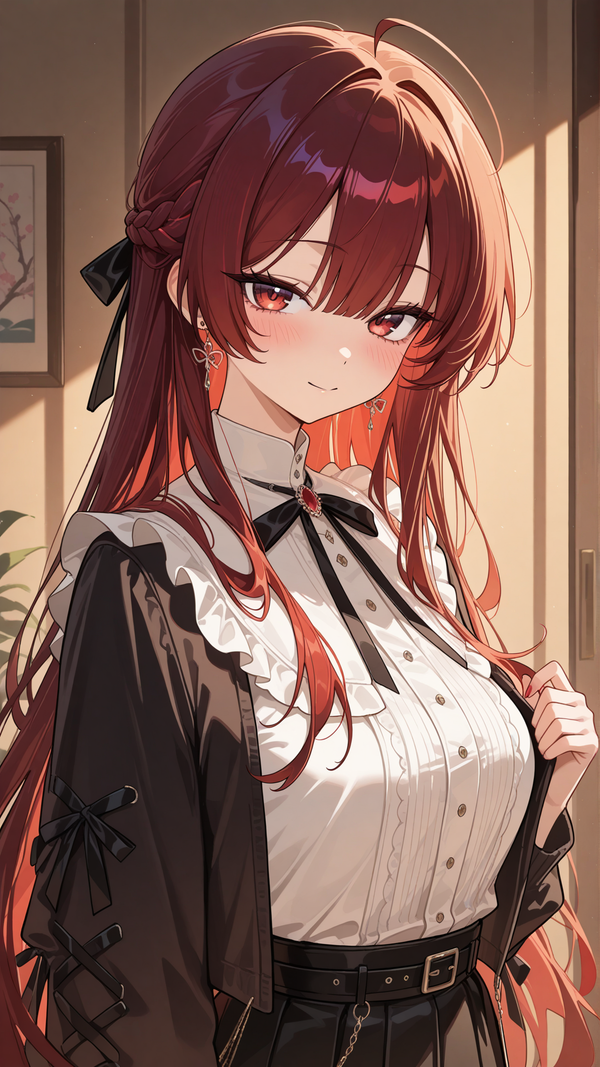🌹 Beautiful girl with red hair and red eyes