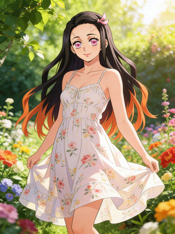 Nezuko wearing a Summer Dress