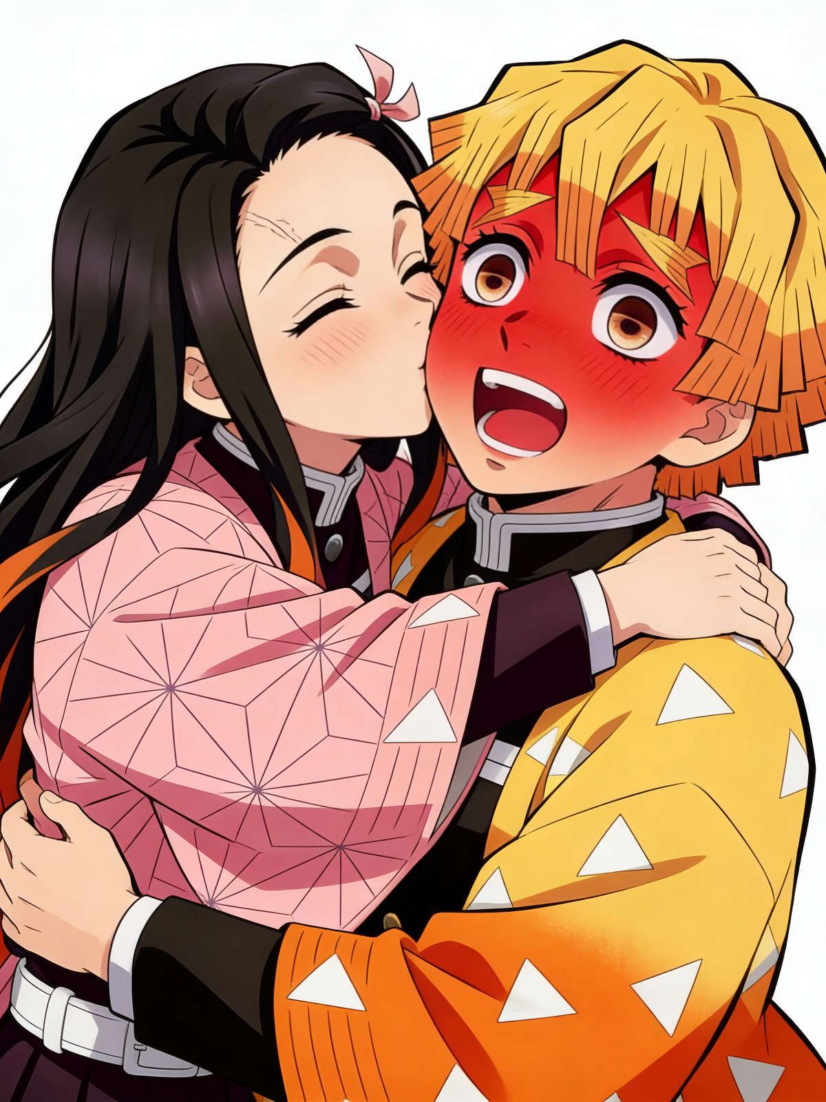 Nezuko kissed Zenitsu 