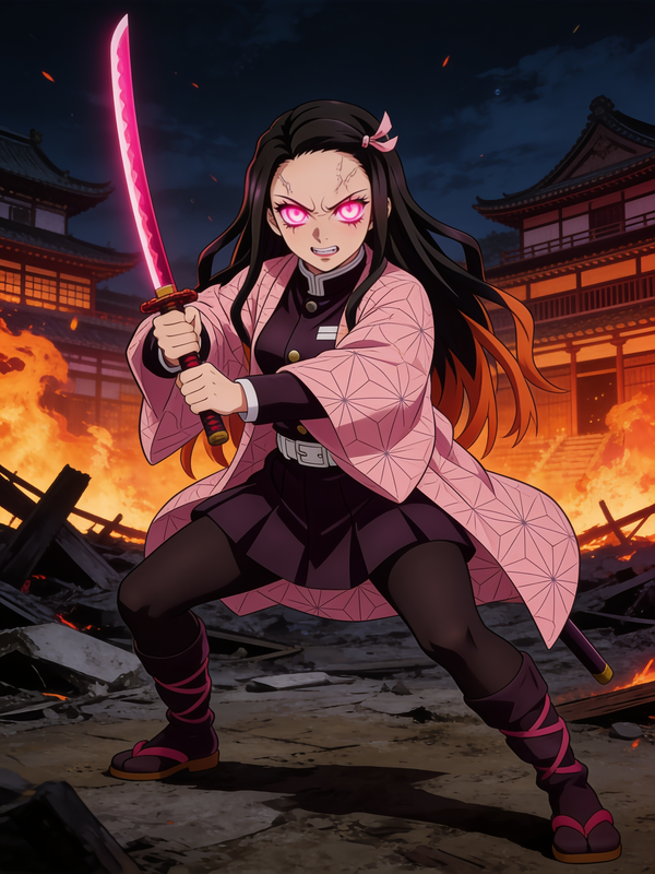 Nezuko's reaction to Muzan's return