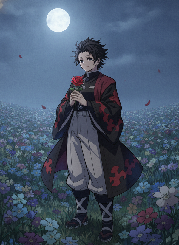 Hikaru in a flower field