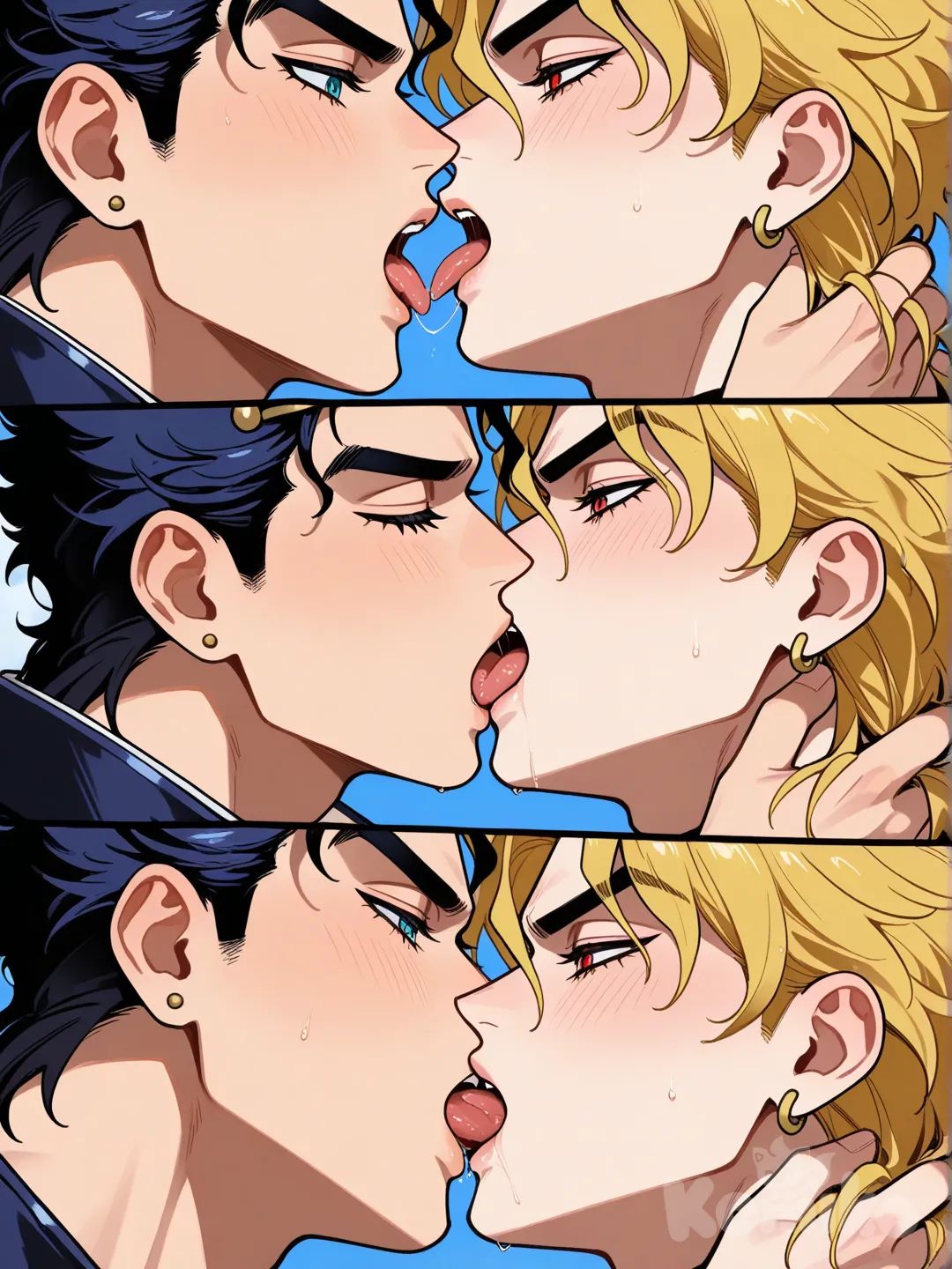 @Dio_Brando, @Kujo_Jotaro kiss aggressively