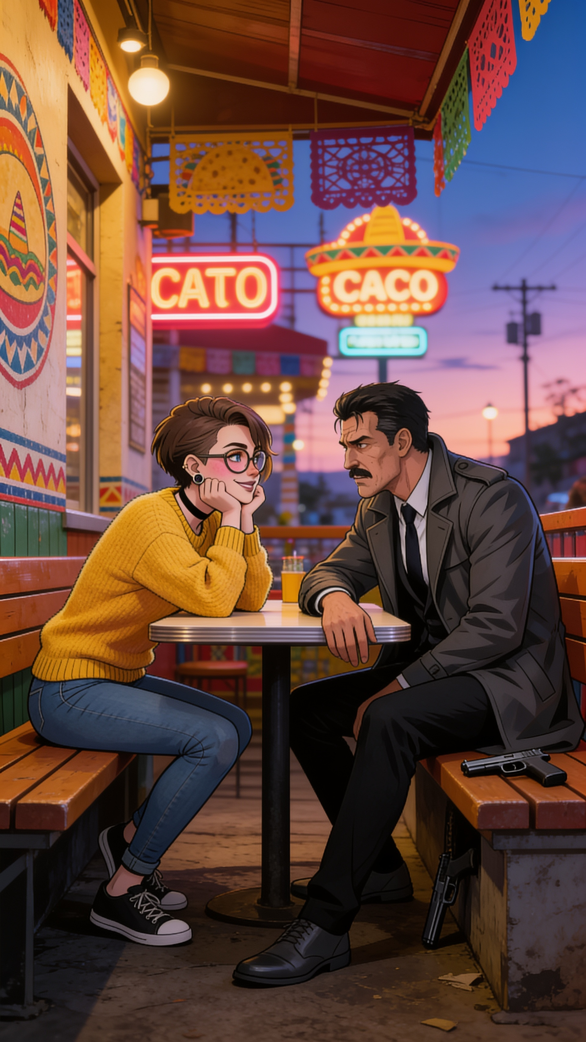 April and Eli out on Taco Tuesday.