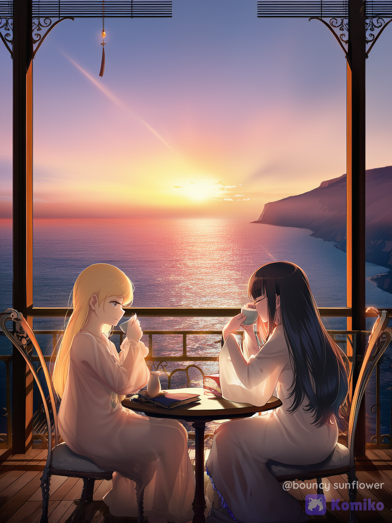 Чай на закате с подругой 🌅☕