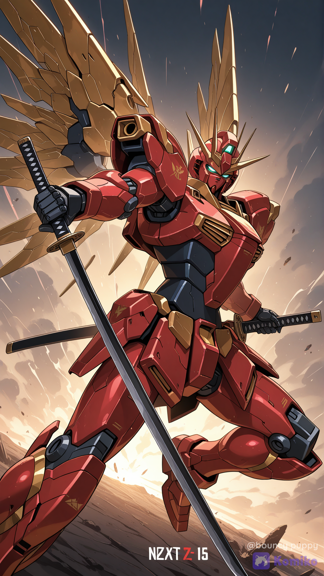 Gold and red gundam
