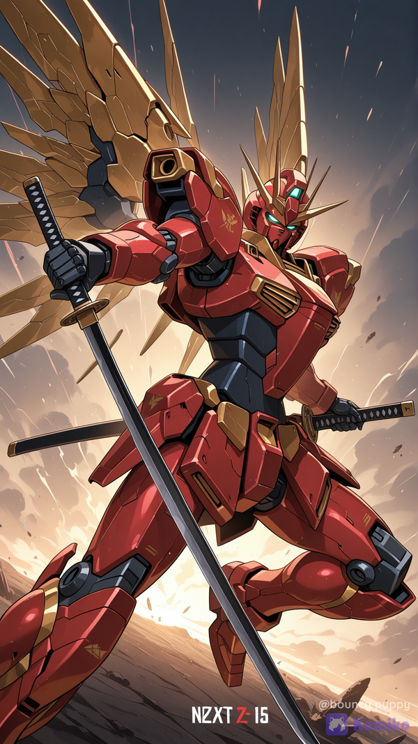 Gold and red gundam