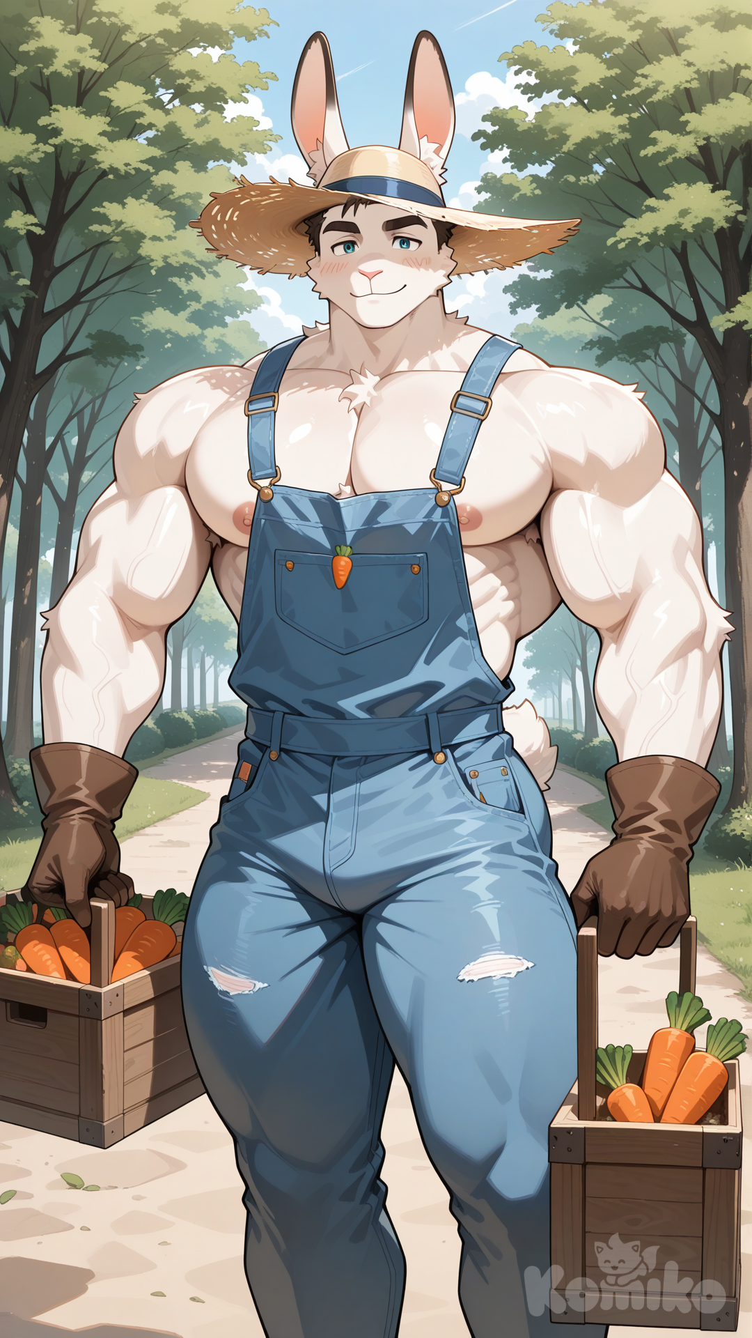 bunny harvesting carrots