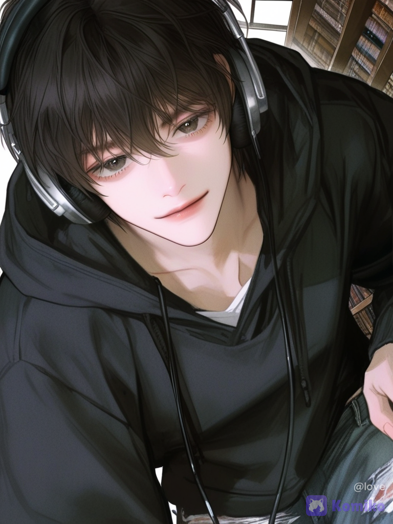 Library Boy with Headphones ♡