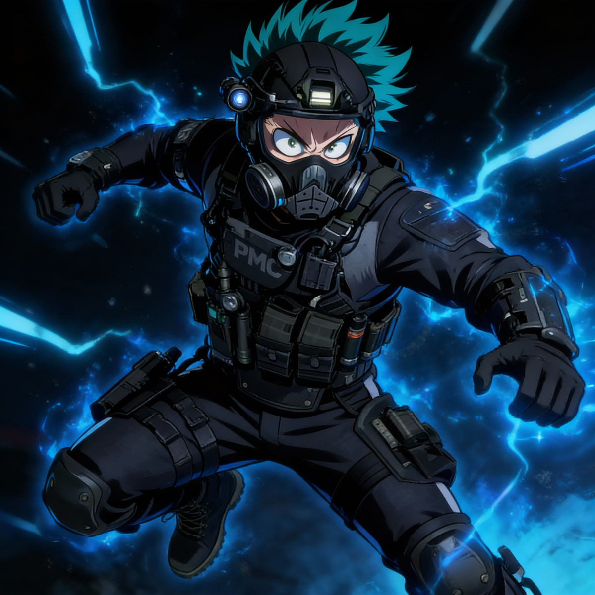 What If The elite pmc from Call of duty ghosts Was Deku, anime-style, highly anime art