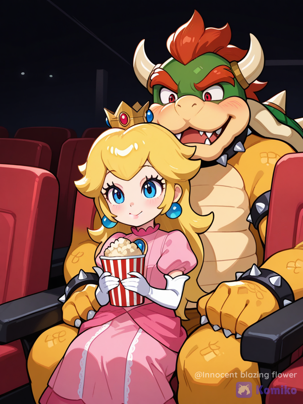 Princess Peach and Bowser on a date