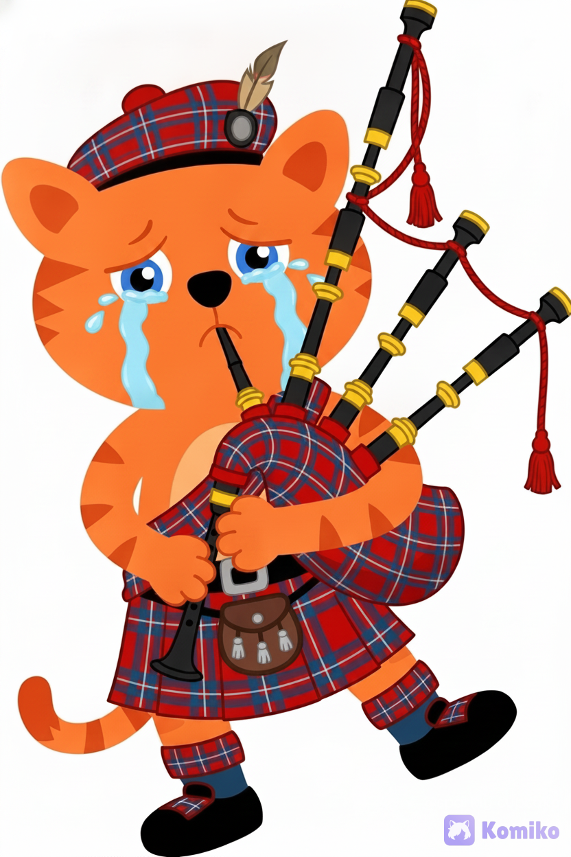 Sad bagpipe cat