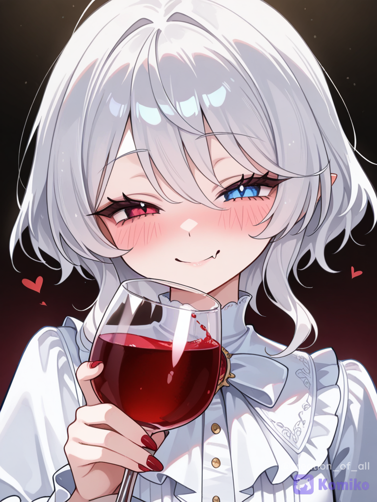 Cute vampire drinking blood