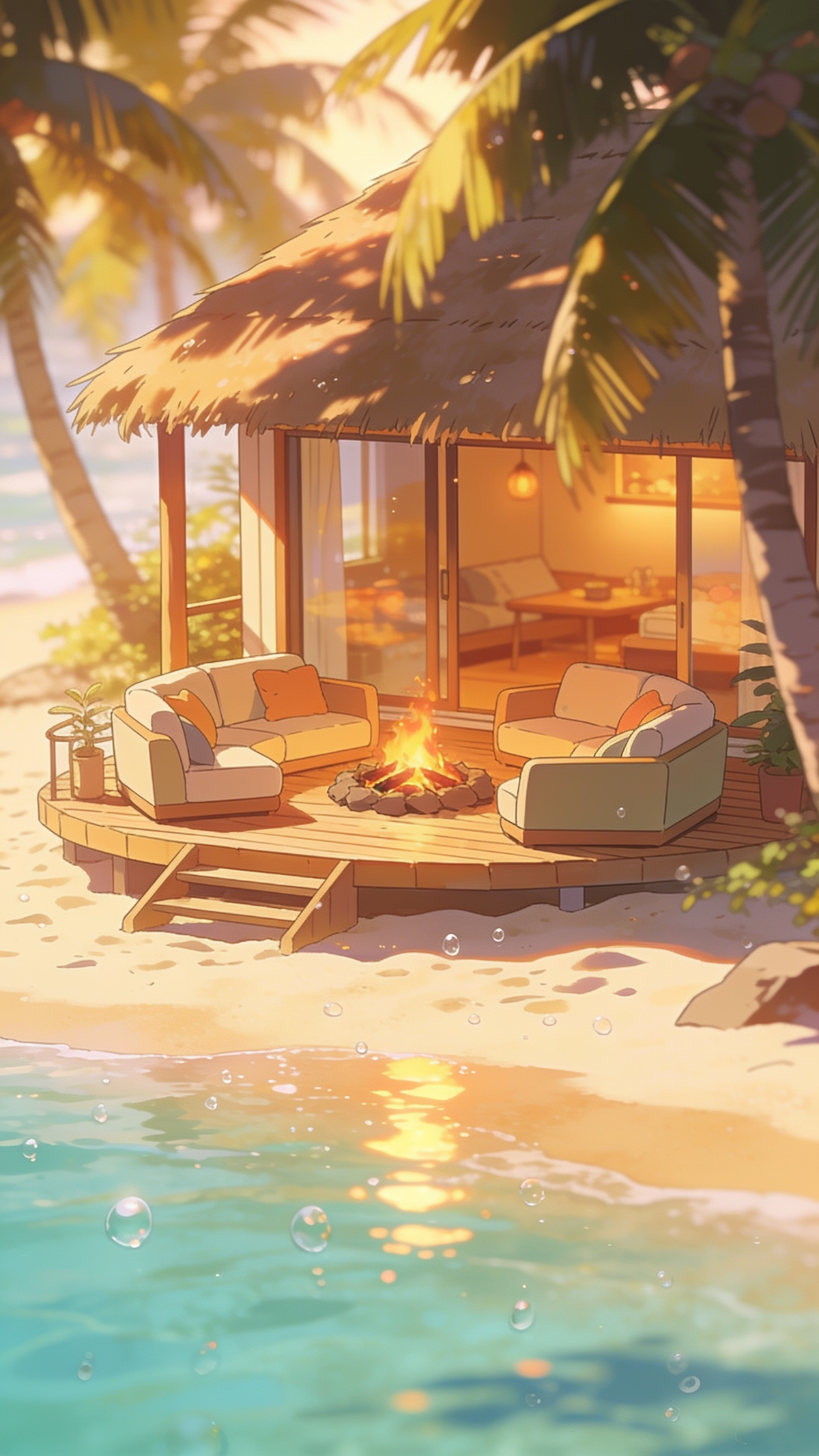 a beach hut, cozy and relaxed atmosphere🌿