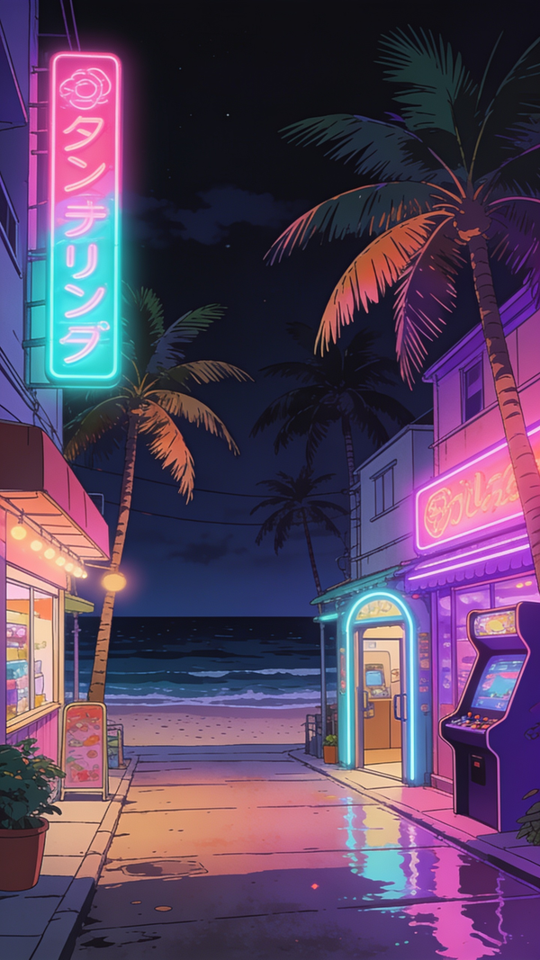 90s tropical coast at night✨