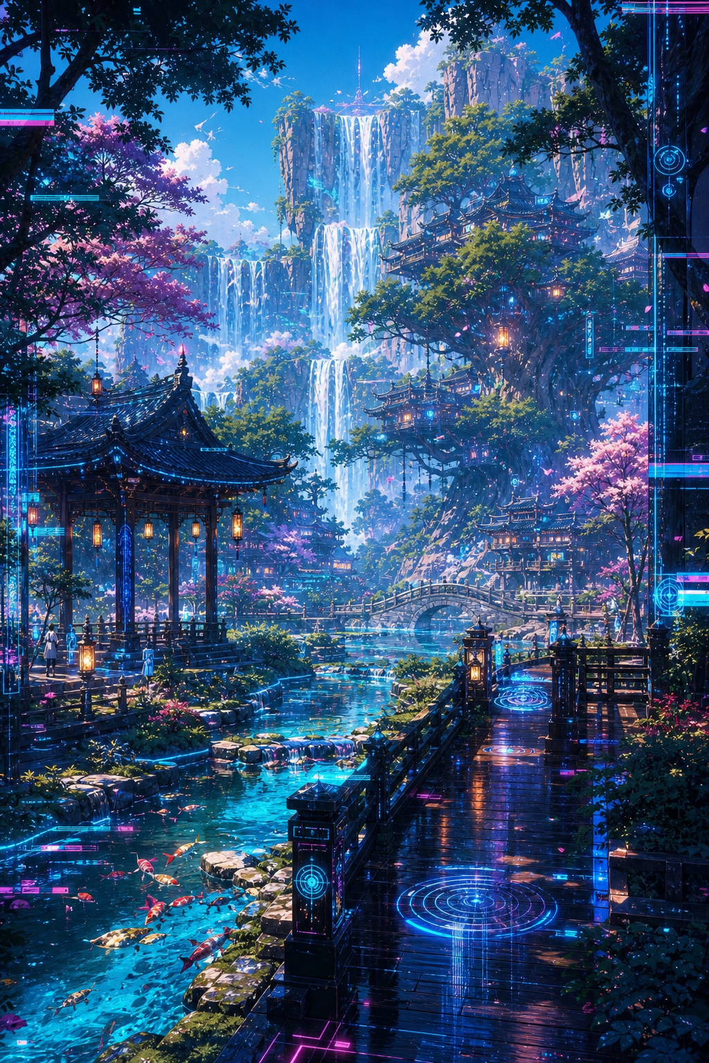🌿A peaceful park overlooked by waterfalls