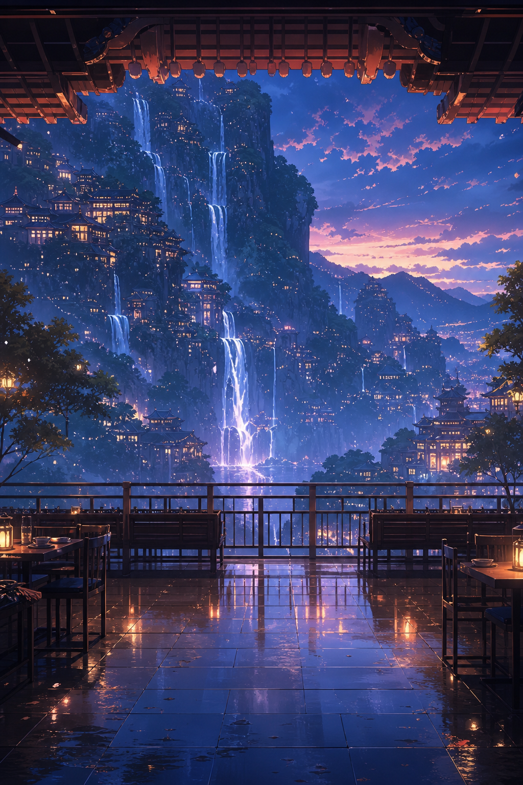 A waterfall at sunset✨