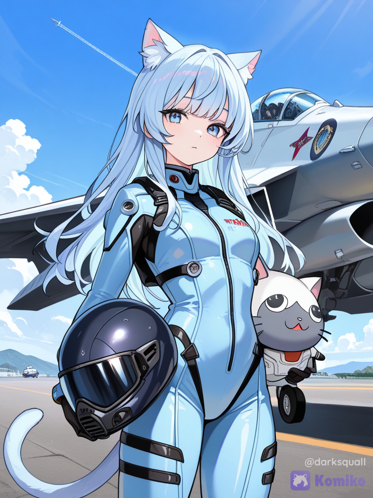 ¡Despegue neko en el jet! 🐱✈️
