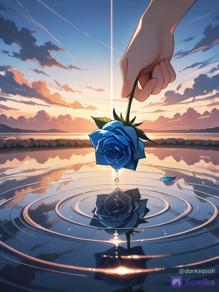 Rosa azul al atardecer 🌹✨