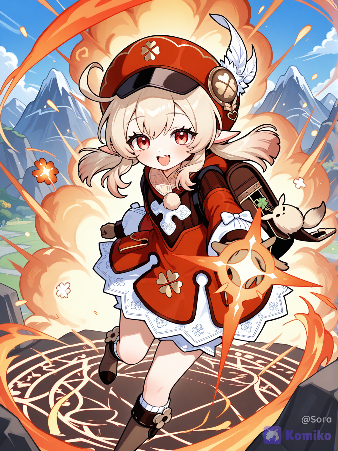 Klee casting fire spell