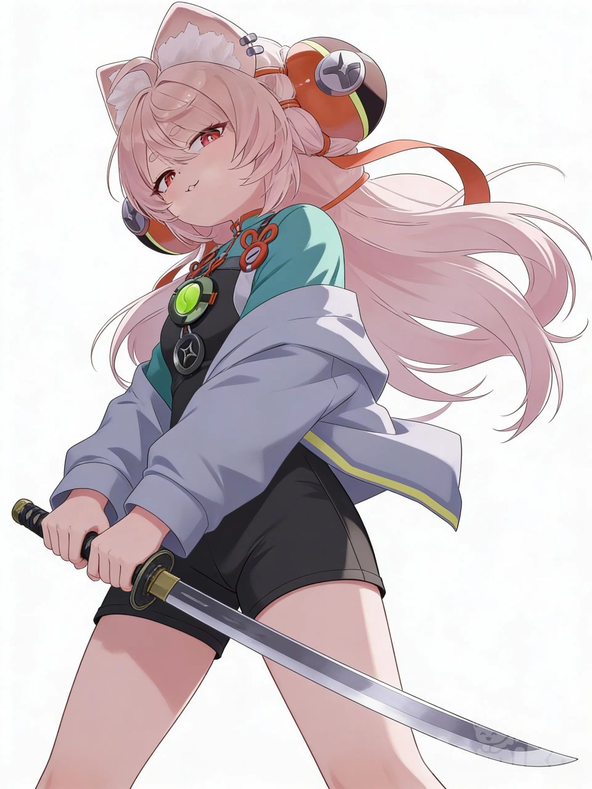 @zhao-0Zye, 1girl, holding sword, full body, looking away
