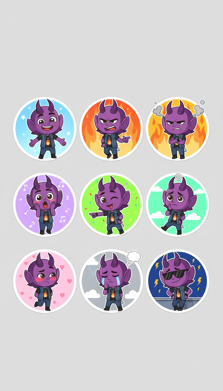 Sprunki's Durple Expression Stickers