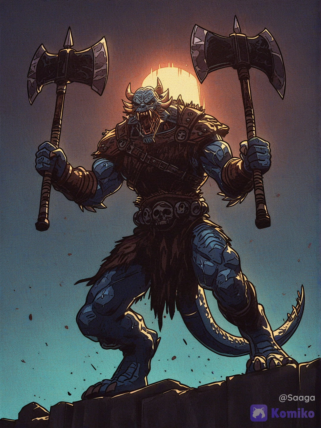 Barbarian Blue Dragonborn