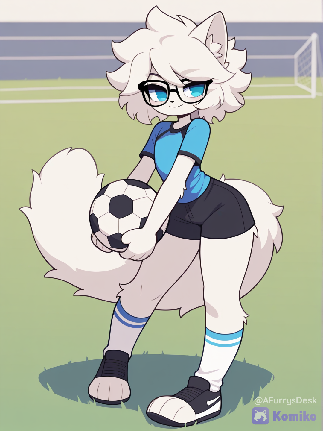 Lumi getting ready for the soccer match. 😼