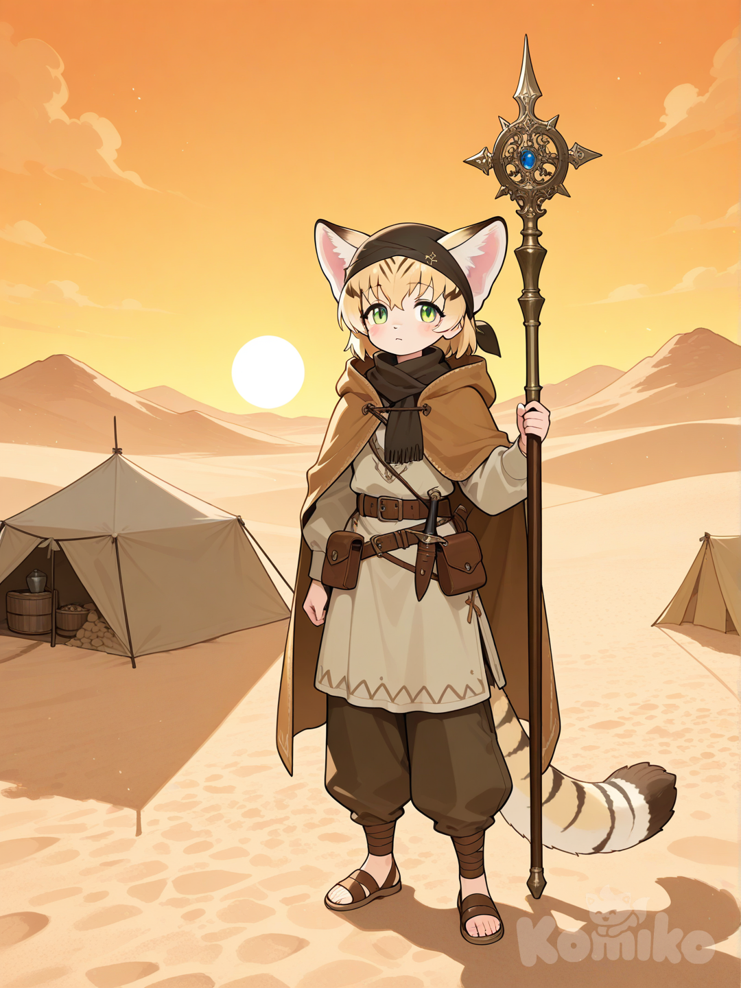 furry female, Sand cat, Desert guide profession, Medieval period ,Desert Caravan