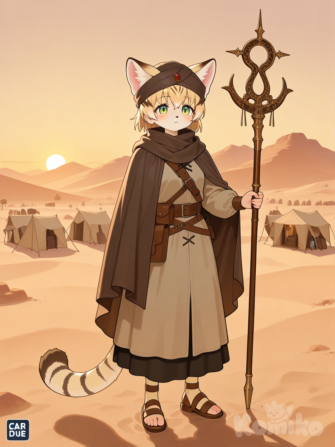 furry female, Sand cat, Desert guide profession, Medieval period ,Desert Caravan