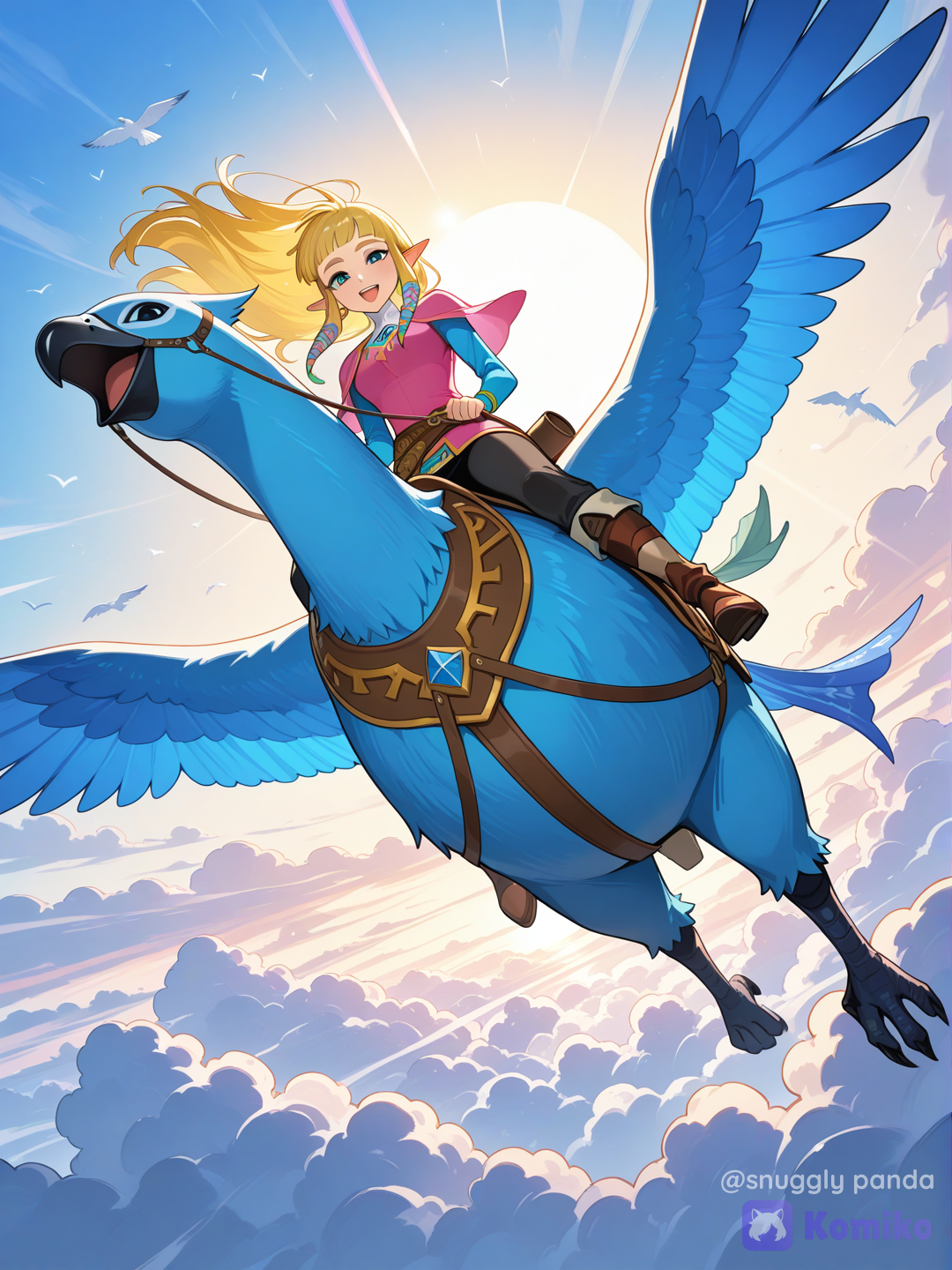 Princess Zelda above the clouds
