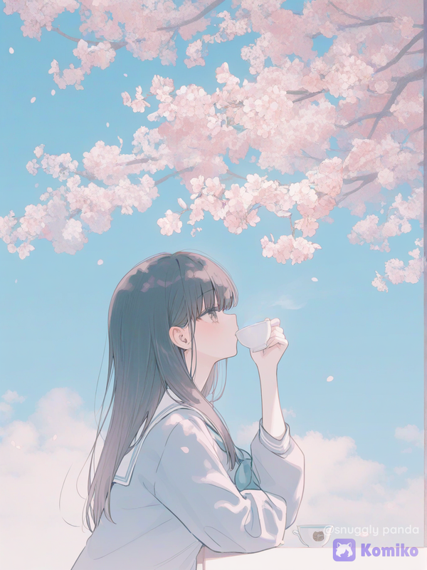 Relaxing morning under the cherry trees