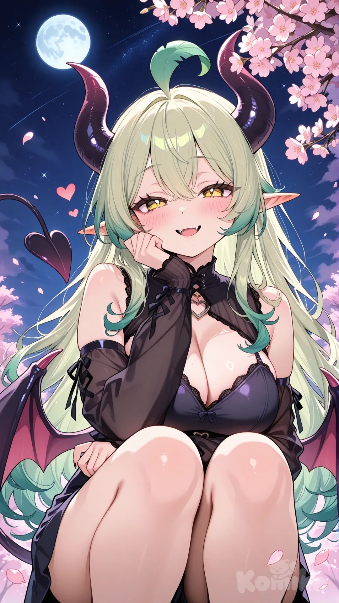 @Leafeon拟人化魅魔，可爱，浪漫的场景