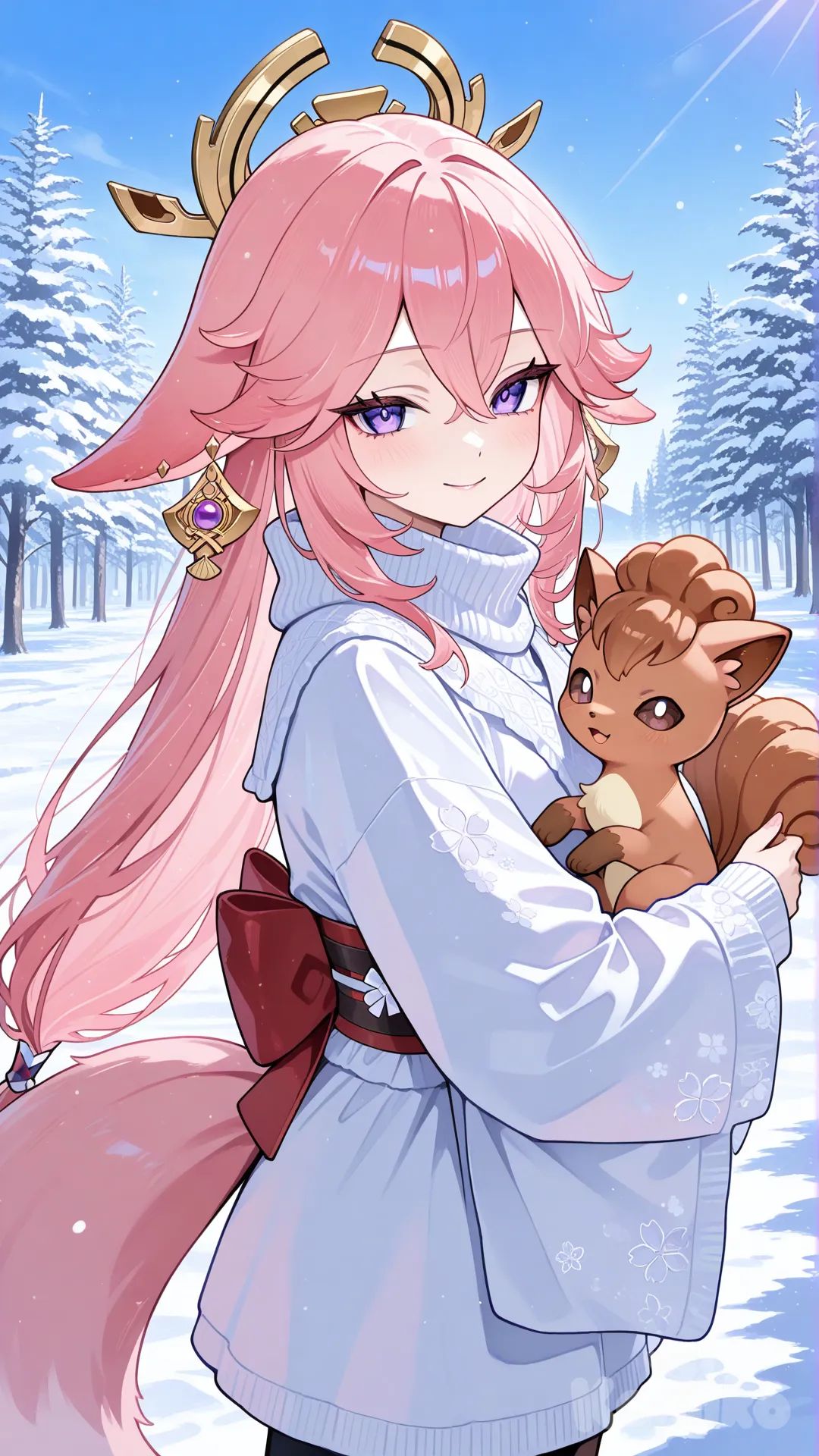 @Yae_Miko with Vulpix-Alola