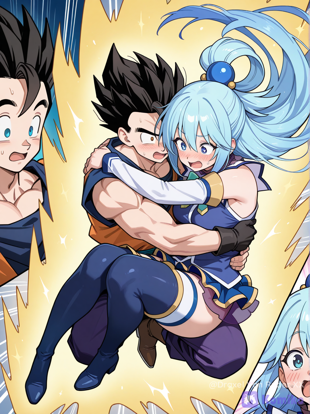 Gohan protegiendo a Aqua