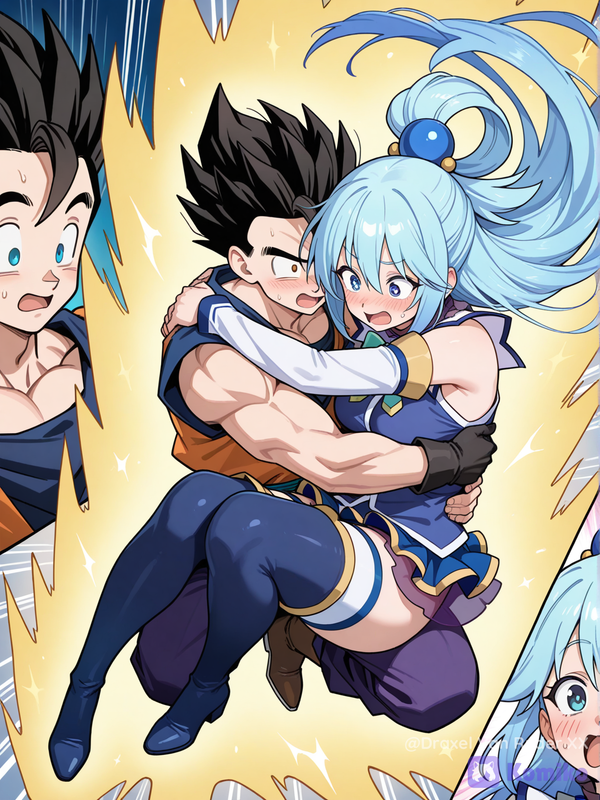 Gohan protegiendo a Aqua