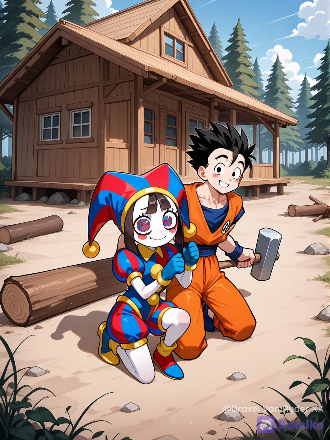 Gohan y Pomni construyeron su cabaña en el bosque 