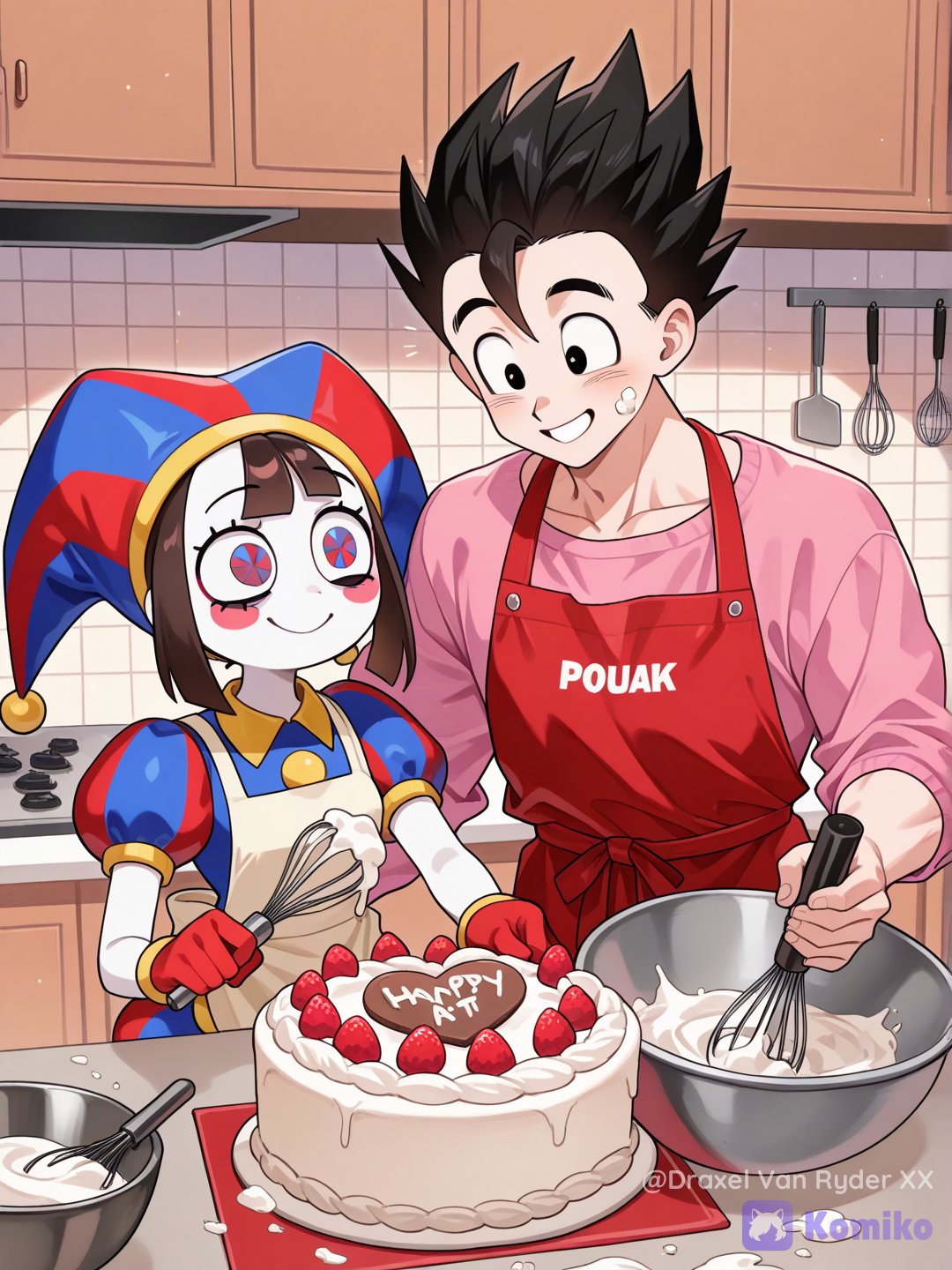 Gohan y Pomni, preparan un pastel horneado y dulce