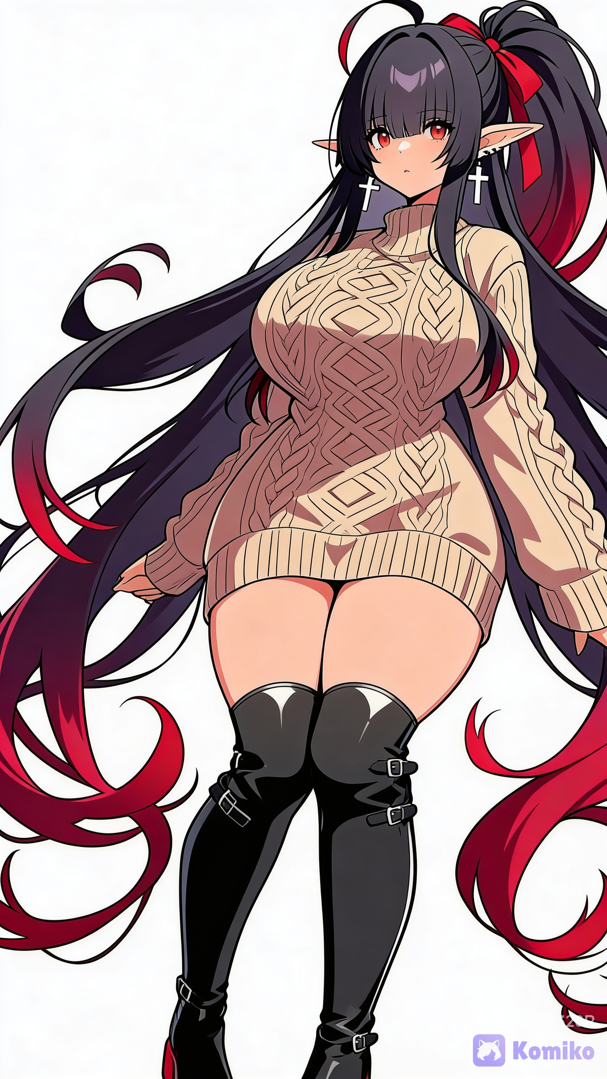 セーターのダークエルフちゃん♡(๑•̀ㅂ•́)و