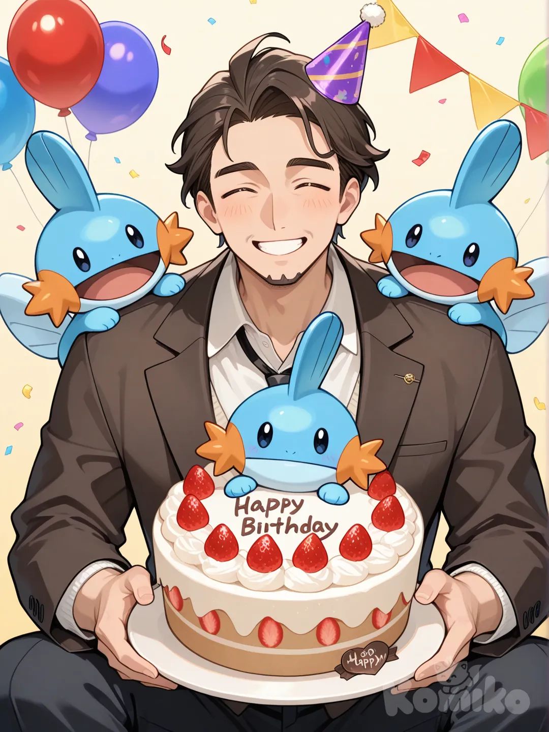 mudkip, father and son, happy birthday