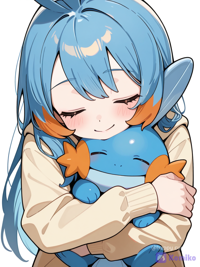 Girl hugging her mudkip