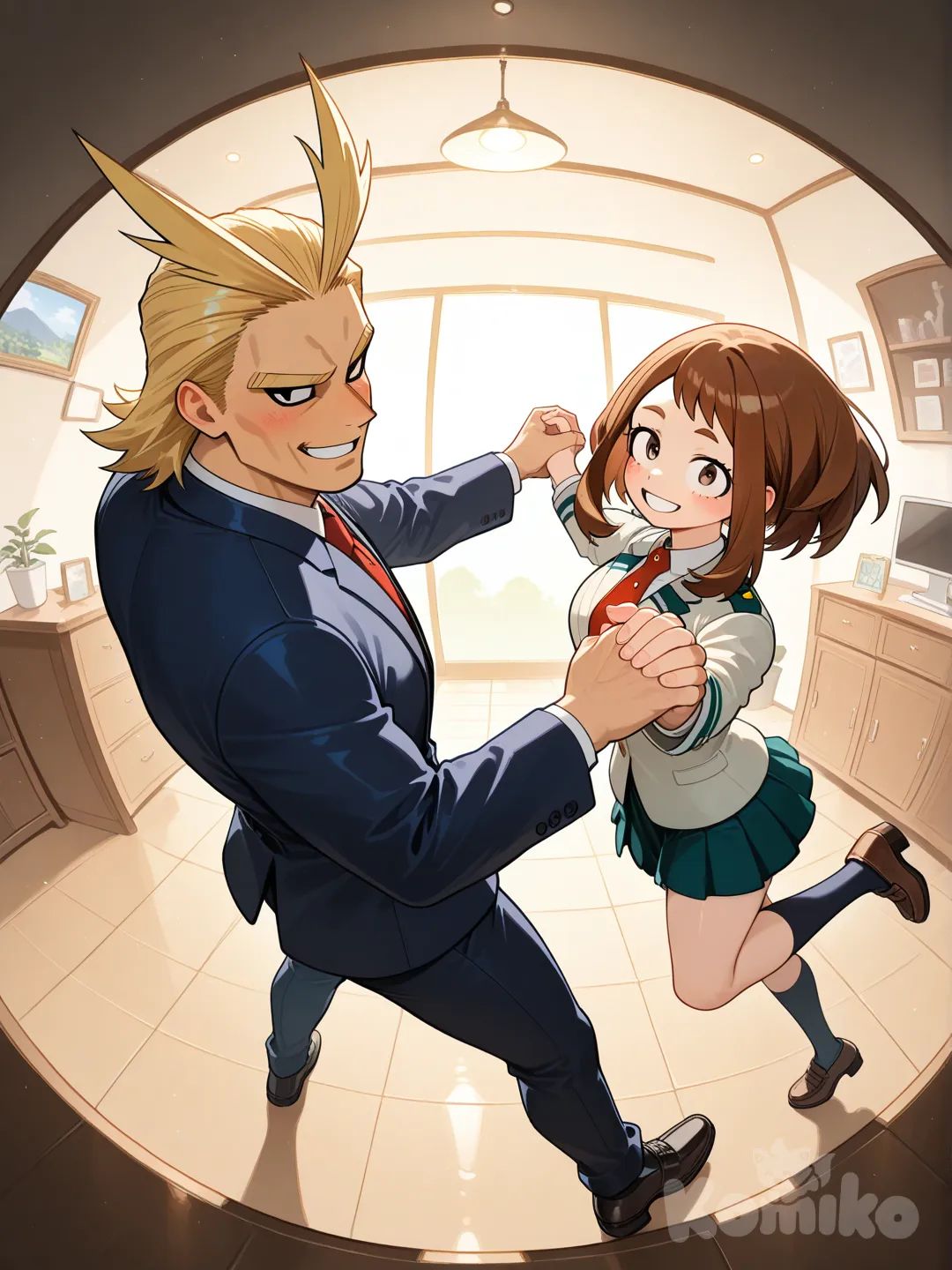@Uraraka_Ochako, @All_Might, dancing, panoramic lens