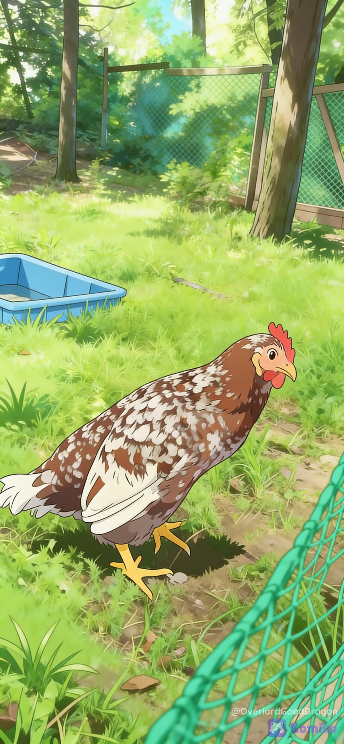 Курица-аниме на прогулке 🐔🌿